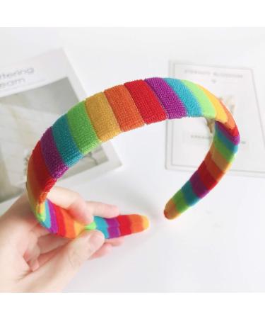 Buy LYWYOUDDKH Women s Autumn Wash Face Plush Headband - Rainbow Striped Elastic Hairband for Styling | International Shipping Available - Buy Online on GoSupps.com