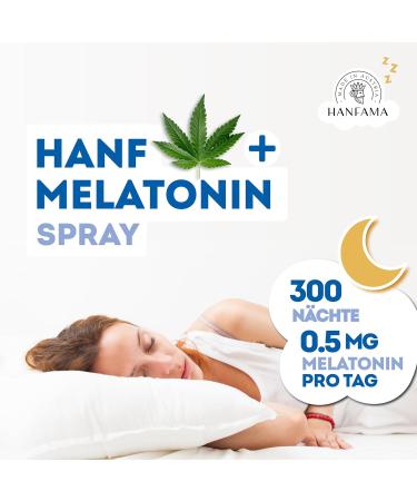Hanfama Hemp & Melatonin Spray - Sugar-Free Vegan Sleep Aid for Faster Sleep | 0.5mg Melatonin | 30ml for 300 Relaxed Nights - Buy Online on GoSupps.com