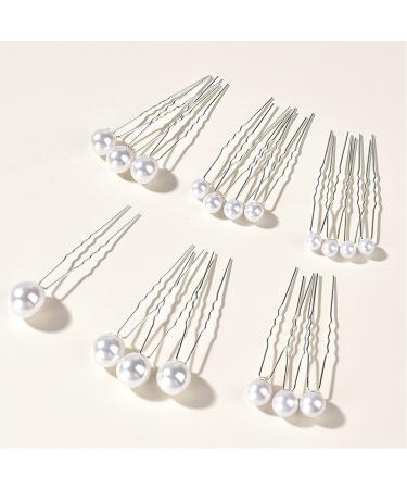 Wedding Pearl Hair Pins Set U Shaped Flower Pins Hair Clips for Brides Bridesmaids Girls Hair Style Prom Party Jewelry Boho Vintage Hair Piece (18pcs silver) - Buy Online on GoSupps.com