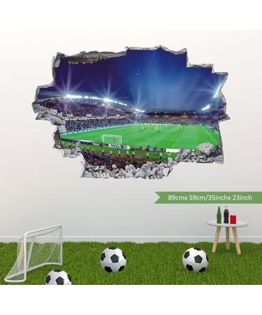 ANHUIB Large 3D Football Stadium Wall Sticker - Boys Bedroom Decor - Soccer Sport Wall Decals for Kids Room - Blue - Buy Online on GoSupps.com