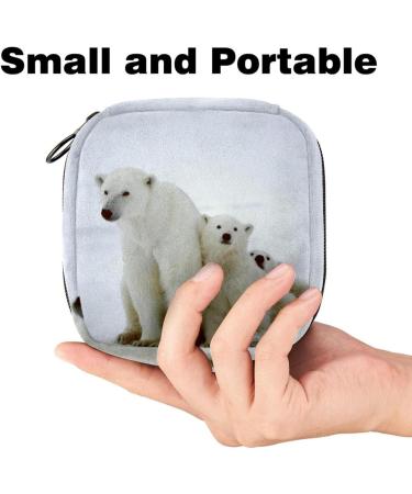 Menstrual Pad Bag with Zipper - Stylish Tampon & Napkin Storage for Women & Girls | Polar Bear Design - Buy Online on GoSupps.com