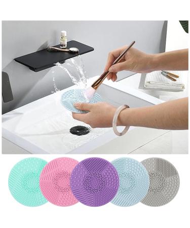Set of 5 Silicone Makeup Brush Cleaner Pads - Colorful Scrubber Mats with Suction Cups for Effective Cleaning - Ideal for Makeup & Drawing Accessories - Buy Online on GoSupps.com