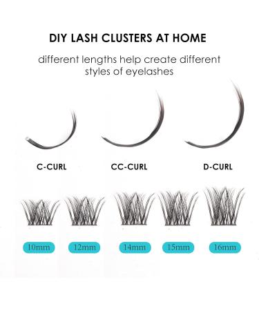 Lanciley 60pcs Individual Cluster Lashes with Glue Super Thin Band C/CC/D Curl 10-16mm - Reusable DIY Eyelash Extensions - Smile Style Black - Buy Online on GoSupps.com