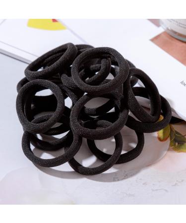 ZBORH 50PCS Black Hair Ties for Women - Seamless Elastic Ponytail Holders, No Damage for Thick Hair - Buy Online on GoSupps.com