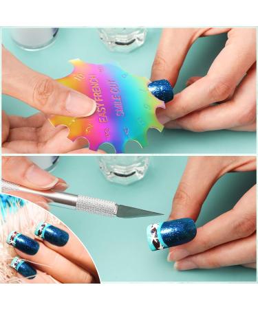 6 Pieces Stainless Steel French Nail Trimmer Set - Acrylic Nails Cutters with 5 Spare Blades & 2 Handles for Perfect Manicure - DIY Colorful Nail Art Tools - Buy Online on GoSupps.com