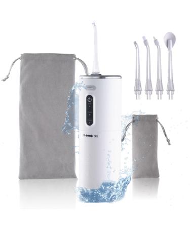 Water Dental Flosser Pick for Teeth Portable Oral Irrigator Rechargeable Portable Travel Water flosser IPX7 Waterproof Water flosser for Home for Teeth Cleaning (Pearl White)