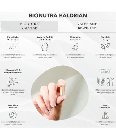 BIONUTRA Valerian Organic | 180 capsules of 750 mg | 4 months of consumption | Organic farming | Vegan | No additives | Sleep and calm indoors | Made in Germany - Buy Online on GoSupps.com