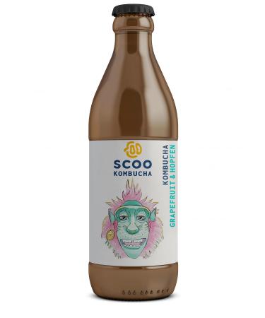 Scoo Kombucha Grapefruit & Hops - 12 bottles 330 ml Organic Kombucha Tea