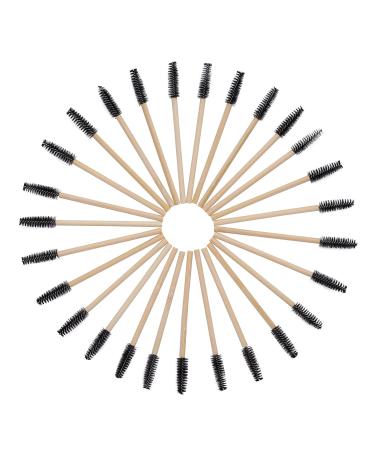 100pcs Bamboo Handle Eyelash Brush & Mascara Wands - Disposable Eye Lash Extensions & Eyebrow Applicator - Black - Buy Online on GoSupps.com