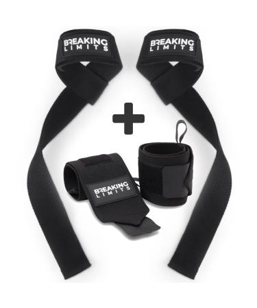 Breaking limits train aids & wrist bandages for strength training weight lifting bodybuilding fitness powerlifting - Lifting Straps & Wrist Wraps Black - Buy Online on GoSupps.com