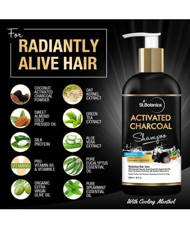 StBotanica Activated Charcoal Hair Shampoo 300ml - Sulfate-Free Paraben-Free Nourishing Ingredients for Healthy Hair - Buy Online on GoSupps.com
