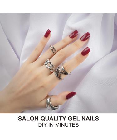 Foyute Semi Cured Gel Nail Strips 20 Pcs Soft Self-Adhesive Gel Nail Polish Wraps Sticker for Salon-Quality Manicure Set Long Lasting Easy to Apply & Remove Nail File & Wooden Stick (Grape purple A) - Buy Online on GoSupps.com