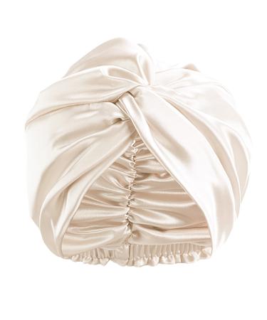 Silk Bonnet for Sleeping Curly Hair  KAAHYNNO Adjustable Satin Night Cap for Women Men Large Long Braid Wrap with tie Elastic Drawstring Band Stay on Head Unisex - Beige