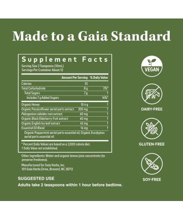 Gaia Herbs Cough Syrup Nighttime - Honey Ivy Leaf Black Elderberry - 4 Fl Oz - Buy Online on GoSupps.com