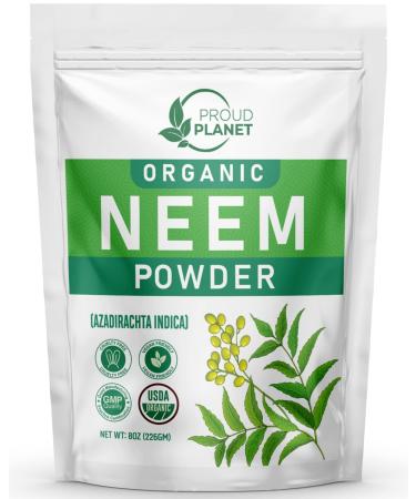 Organic Neem Leaf Powder for Skin, Hair and Blood 8oz (226g) | Azadirachta Indica | USDA Certified by Proud Planet - Buy Online on GoSupps.com