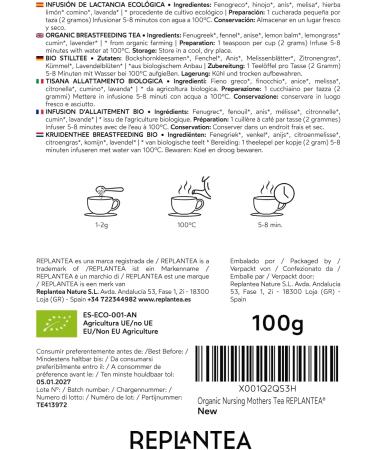 Breastfeeding Tea Organic 100g (50 Cups) | Fenugreek Tea for Nursing and Lactation Caffeine Free REPLANTEA - Buy Online on GoSupps.com