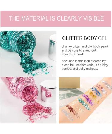 Body Glitter Gel Sequins Glitter Chunky Liquid Eyeshadow Glitter Cosmetic Glitter Face and Body Gel Sparkling Festival Party Lotion Glitter for Face Body Eye Hair Makeup DIY Art (Green) Chunky Glitter 109 Green - Buy Online on GoSupps.com