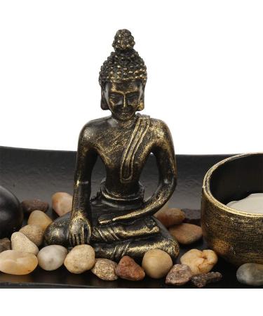 Buddha Candlestick Set - Resin Buddha Glass Tealight Holder & Incense Stick for Home Decor & Meditation - Perfect Decor Stones - Buy Online on GoSupps.com