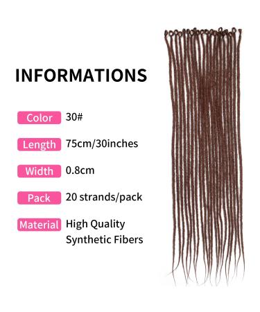30 Synthetic Dreadlocks Extensions - 20 Strands Pack Soft Crocheted Braids 0.8cm One-Sided Reggae Hip-Hop Hair - Color 30# - Buy Online on GoSupps.com