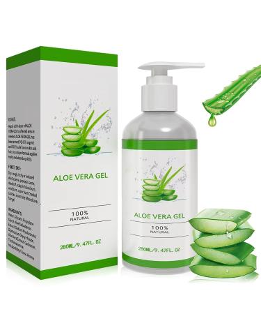 Aloe Vera Gel 100% - 280ml Gel d'Alo Vera Bio Pur Naturellement Apaisant Nourrissant et Hydratant Hydratation l'Aloe Vera pour le Visage les Cheveux et le Corps