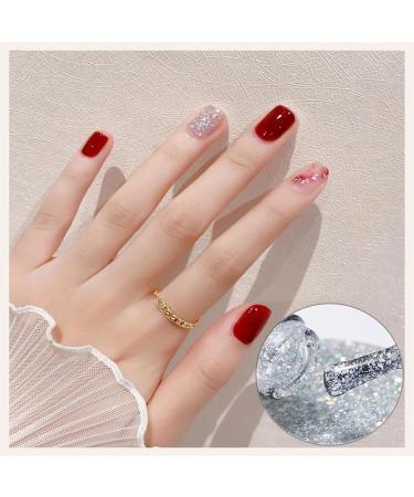Nail Polish Set Quick Dry Nail Polish Long Lasting No Need Cure Nail Varnish 2 in 1 Red & Silvery Christmas New Year Nail Polish set DIY Nail Art Manicure at Home - Buy Online on GoSupps.com