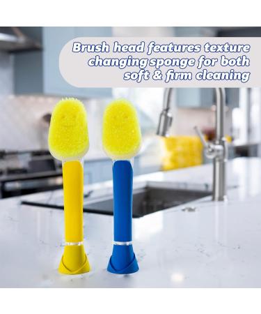 Scrub Daddy Dish Wand: Soap Dispensing Dish Brush with Texture Changing Sponge - Yellow - Buy Online on GoSupps.com