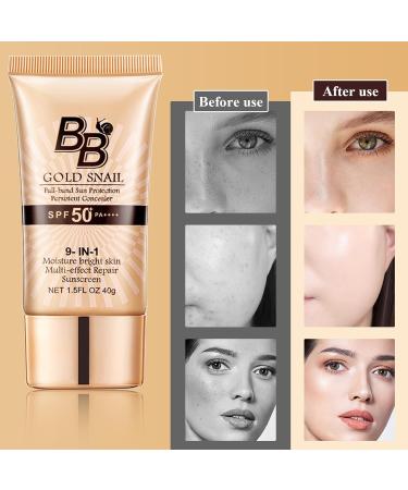 BB Cream Light Tinted Moisturiser Face Women BB Cream Foundation BB Cream Cover Blemishes tinted spf 50 face moisturiser Gold Snail Sunscreen - Buy Online on GoSupps.com