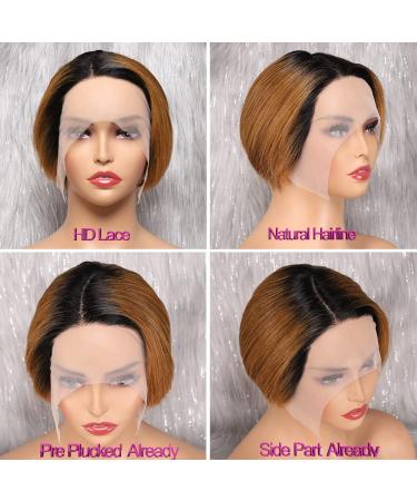 1B/30 Ombre Pixie Cut Human Hair Wig | HD Lace Front 13x6x1 Short T Part Lace Wig for Black Women - Buy Online on GoSupps.com