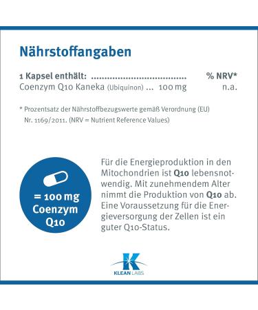 Klean Labs Coenzyme Q10 100mg - Vegan Non-GMO 60 Capsules - Pure & Potent Supplement - Buy Online on GoSupps.com