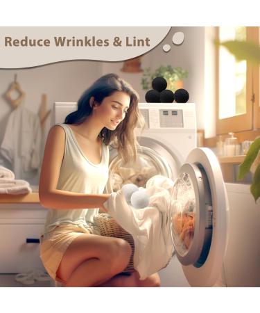 Daily Treasures 12PC Organic Wool Raccoon Set & 2PC Animal Hair Remover - Natural Wool Dryer Balls for Sensitive Skin | Reduce Folds White & Black - Buy Online on GoSupps.com