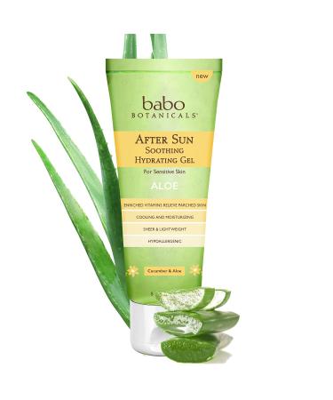 Babo Botanicals After Sun Soothing Hydrating Aloe Vera Gel With Natural witch Hazel and Cucumber Vegan For Babies Kids or Sensitive Skin - 8 oz.