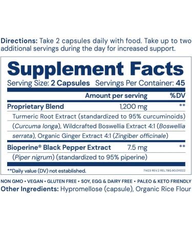 BodyHealth Inflam Relief Joint Supplement with Turmeric, Boswellia & Ginger - 90 Capsules | Non-GMO, Gluten Free, Natural Formula for Back, Knees, Hands - Buy Online on GoSupps.com