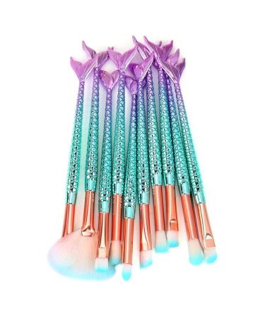 Efforty 11-Piece 3D Mermaid Makeup Brush Set - Synthetic Kabuki Blush Eyeliner & Face Powder Brushes with Gift Box - Perfect for All Skin Types - Buy Online on GoSupps.com