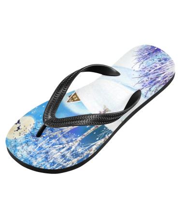 Mnsruu Christmas Flip-Flops - Snowman & Snowflakes Sandals for Men & Women | XS Multicolored Travel Slippers for Hotel & Spa - Buy Online on GoSupps.com