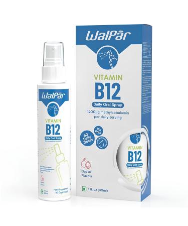 B12 Vitamin Spray (60 Doses) - 1200 Methylcobalamin B12 Spray Vitamin - Guava Flavour Vitamin B12 Spray - Vegan-Friendly - B-12 Liquid Spray - Support Health w/Vitamin B 12 Spray