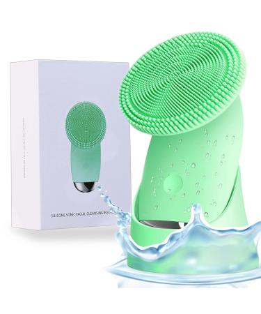 Sonic Facial Cleansing Brush Soft Silicone Face Scrubber Exfoliating Brush Face Cleanser Brush for Women - Anti-Aging Deep Face Cleansing  Exfoliating  Massage System Face Scrubber for Her Green