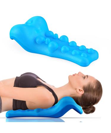Neck and Shoulder Relaxer with Upper Back Massage Point, Cervical Traction Device Neck Stretcher for TMJ Pain Relief and Cervical Spine Alignment Chiropractic Pillow (Blue)