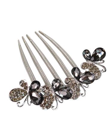 Sankuwen Grey Flower Rhinestone Hair Comb - Perfect Mother's Day & Birthday Gift - Buy Online on GoSupps.com