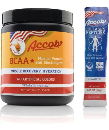 Buy BCAA Powder Fruit Punch - Pre/Post Workout Muscle Recovery Drink with Amino Acids & Electrolytes - 30 Servings & Collagen Peptides for Optimal Fitness - Buy Online on GoSupps.com