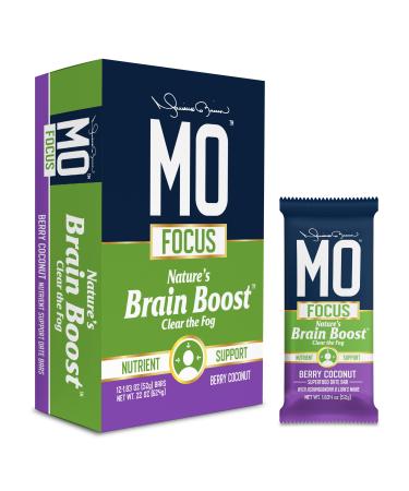"MO FOCUS" BARS  All-Natural Superfood Date Bar - Brain Boost Snack Bars with Ashwagandha & Lion's Mane, 52 g (12 bars in a box)(Berry Coconut) Berry Coconut 12 FOCUS BARS