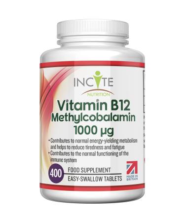 Vitamin B12 1000mcg | Methylcobalamin 400 Easy Swallow Vegan Tablets (12+ Month s Supply) | High Strength Quality Vitamin B12 | Suitable for Vegetarian (Vitamin B12)
