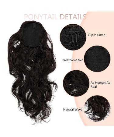 22 Dark Brown Body Wave Ponytail Extension | Clip-in Curly Hair Piece for Women - Buy Online on GoSupps.com