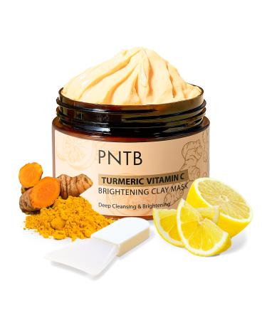Turmeric Vitamin C Clay Mask Skin Care Deep Cleansing Pores Skin Care Turmeric Clay Mask for Dark Spots Dull Skin Hydrating 4.23Oz