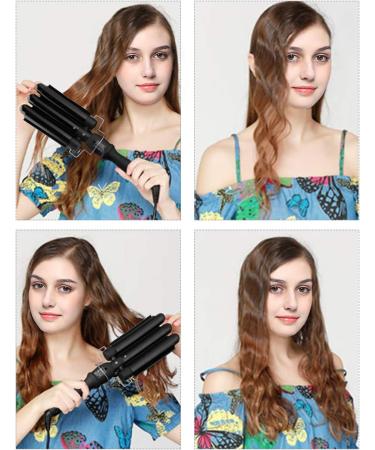 3 Barrel Hair Tools Curling Iron 25mm Ceramic Hair Waver Curler - Fast Heating Curling Wand (Black) - Buy Online on GoSupps.com