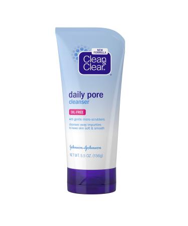 Clean & Clear Daily Pore Face Cleanser Oil-Free Acne Face Wash for Normal Oily & Combination Skin 5.5 oz