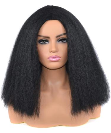 KKJKK Kurz Curly Black Synthetic Wig for Women | Fluffy Medium Length Heat-Resistant Fiber | Perfect for Cosplay & Halloween - Buy Online on GoSupps.com