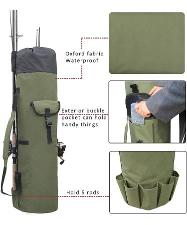 JSHANMEI Waterproof Fishing Pole Bag with Rod Holder - Holds 5 Poles, Tackle Storage & Organizer for Men - Travel Case with Large Capacity - Buy Online on GoSupps.com