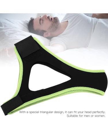 Adjustable Anti-Snore Chin Strap - Breathable Sleep Aid in Black with Fluorescent Green Edge - Buy Online on GoSupps.com