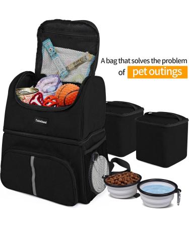 Txinrbaod Dog Travel Backpack | Hiking & Camping Supplies Bag with Food Container - Black - Buy Online on GoSupps.com