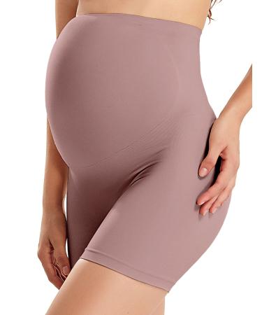 Gratlin Women's Seamless Pregnancy Shapewear High Waist Shorts Mid-Thigh Underwear L Mochaccino